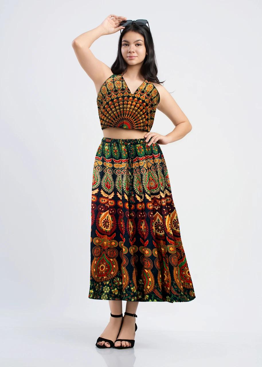 bohemian-paisley-print-halter-skirt