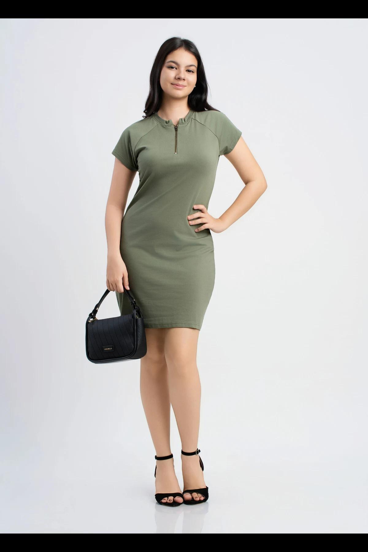 olive-green-zipfront-bodycon-dress
