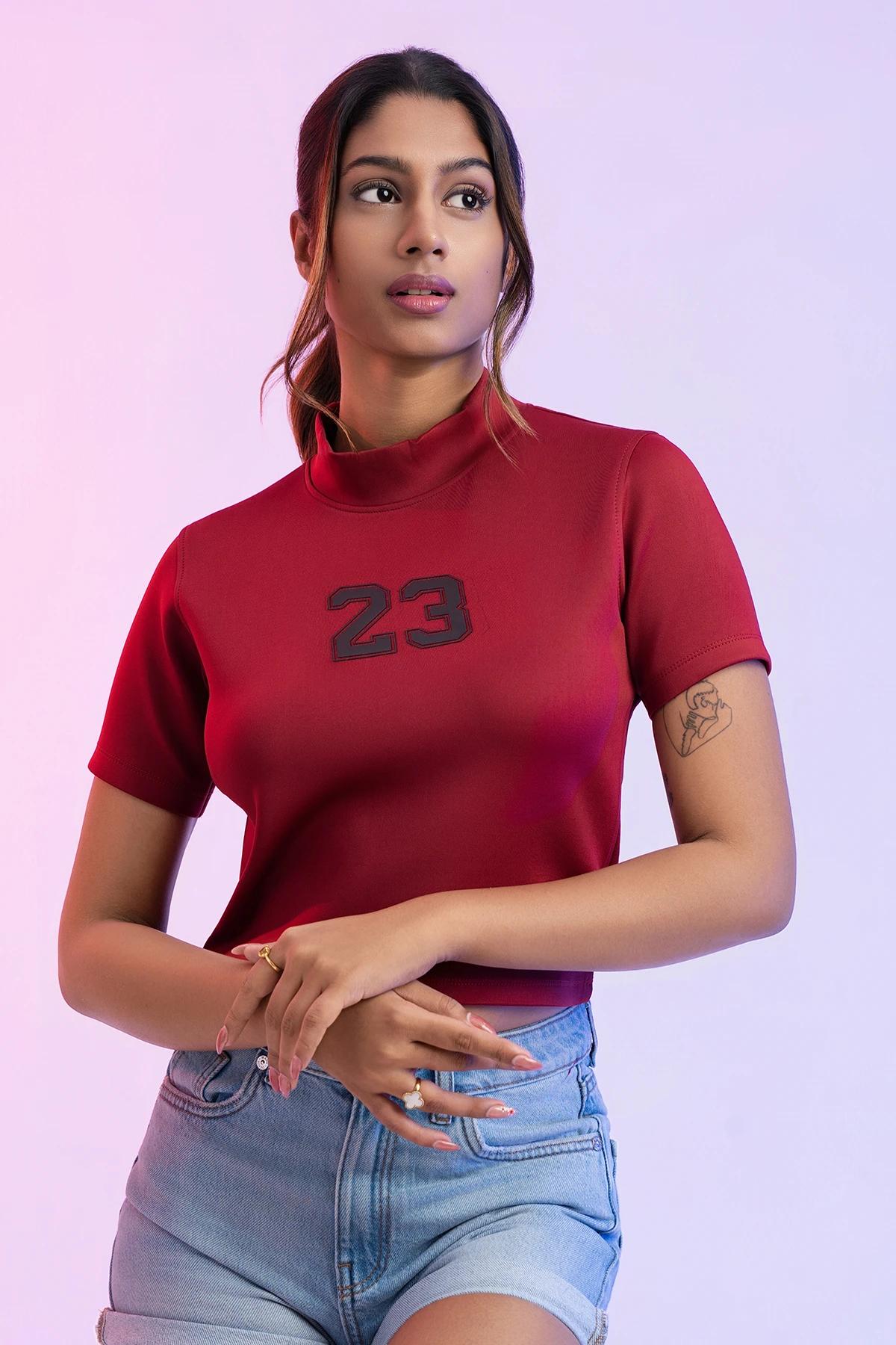mock-neck-short-sleeve-crop-top-in-red
