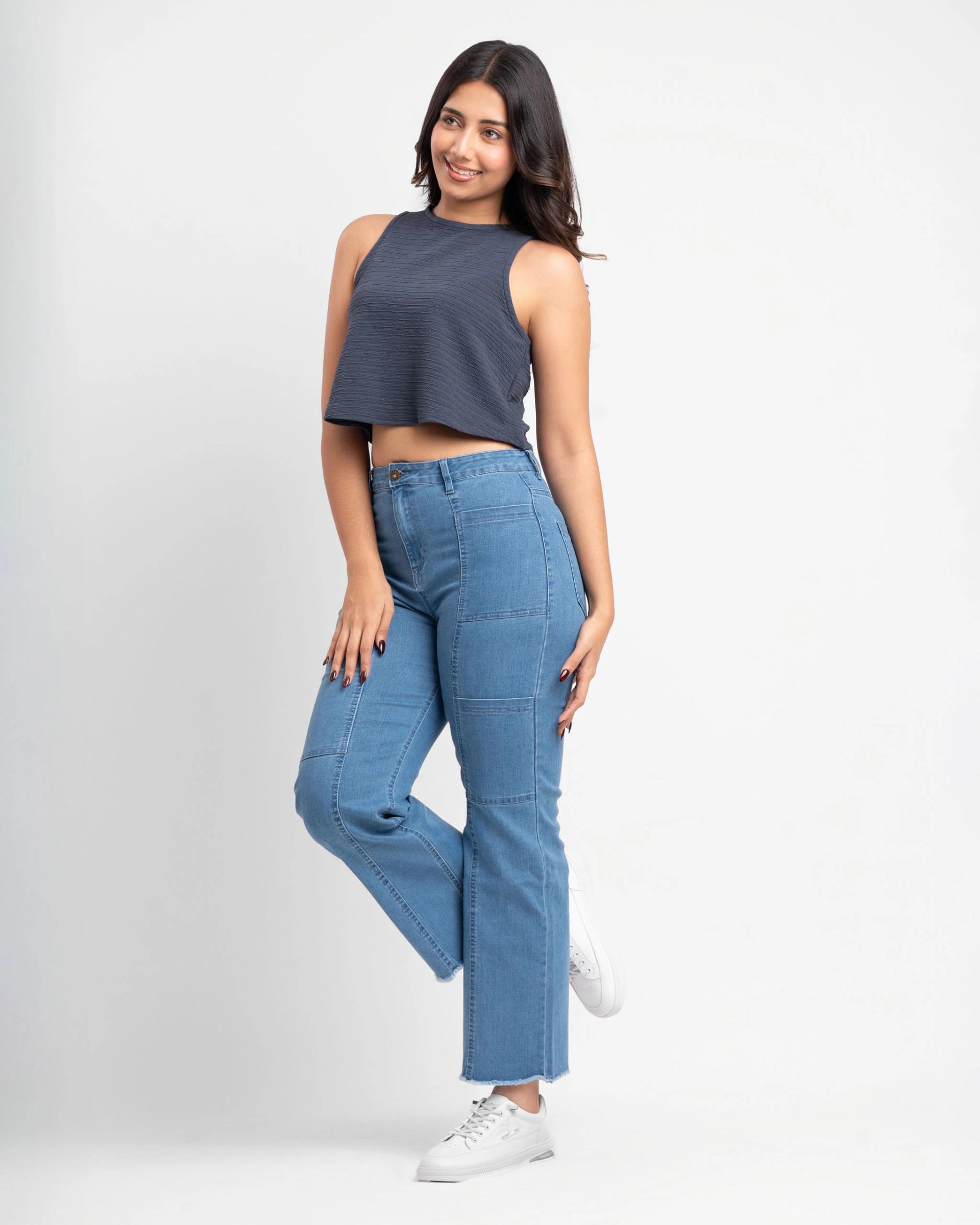 gray-deep-cut-arm-crop-top