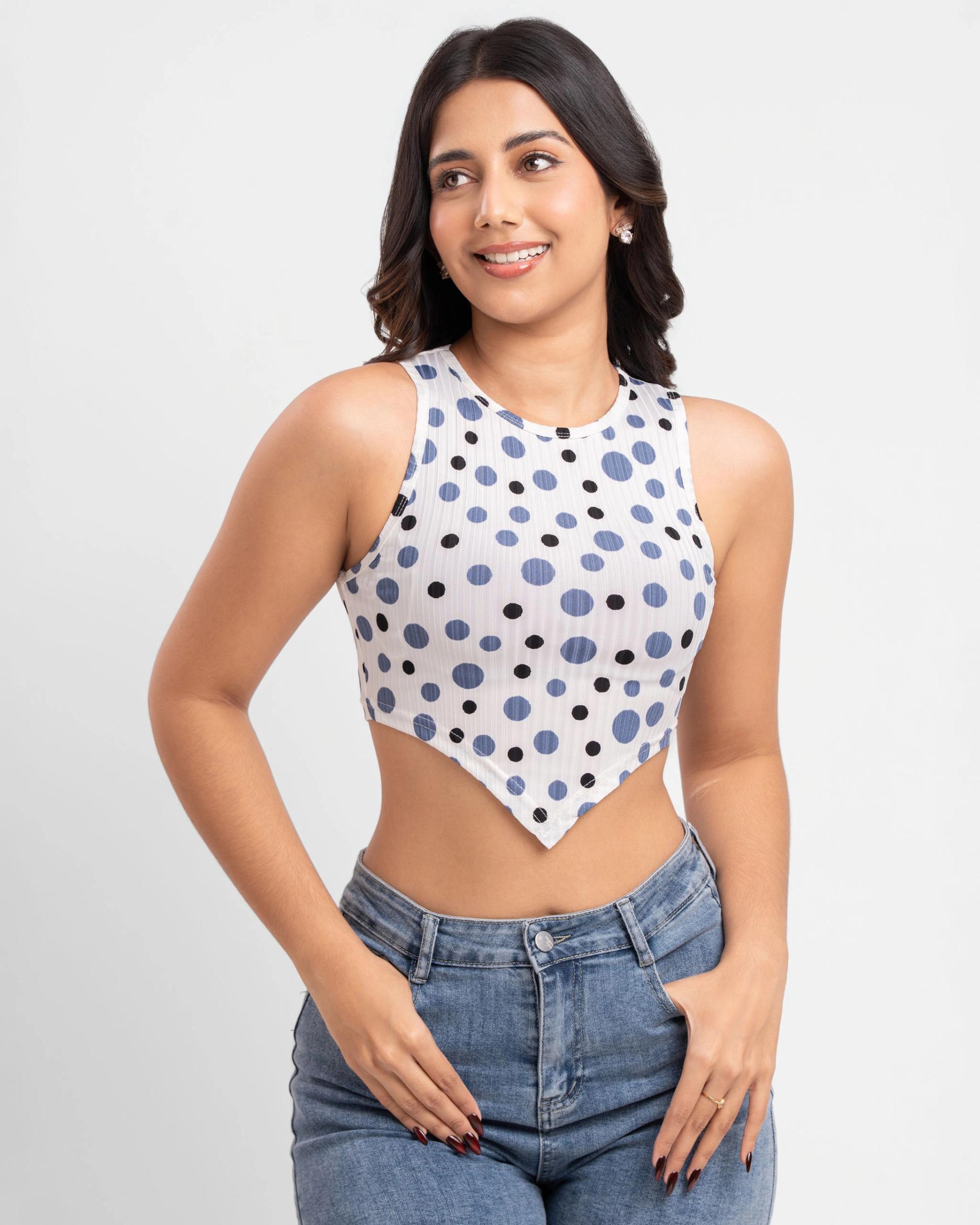 womens-polka-dot-sleeveless-crop-top
