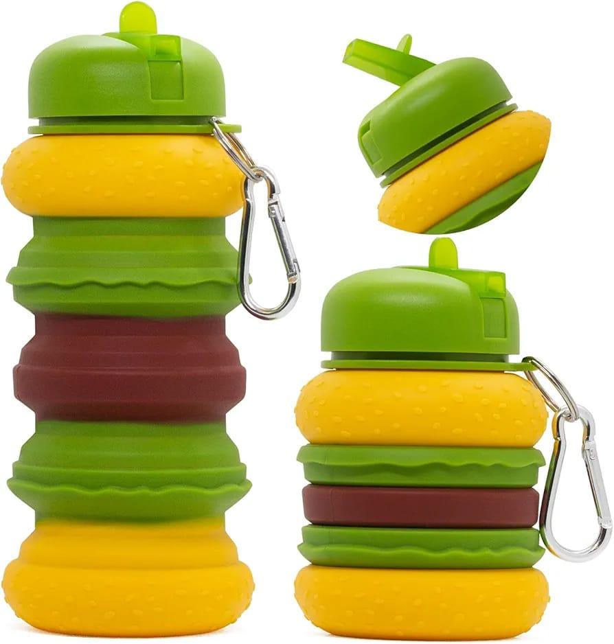 burger-shape-silicone-expandable-water-bottle