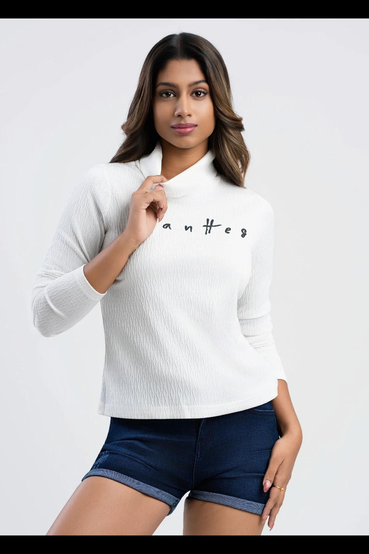 womens-white-textured-highneck-long-sleeve-top