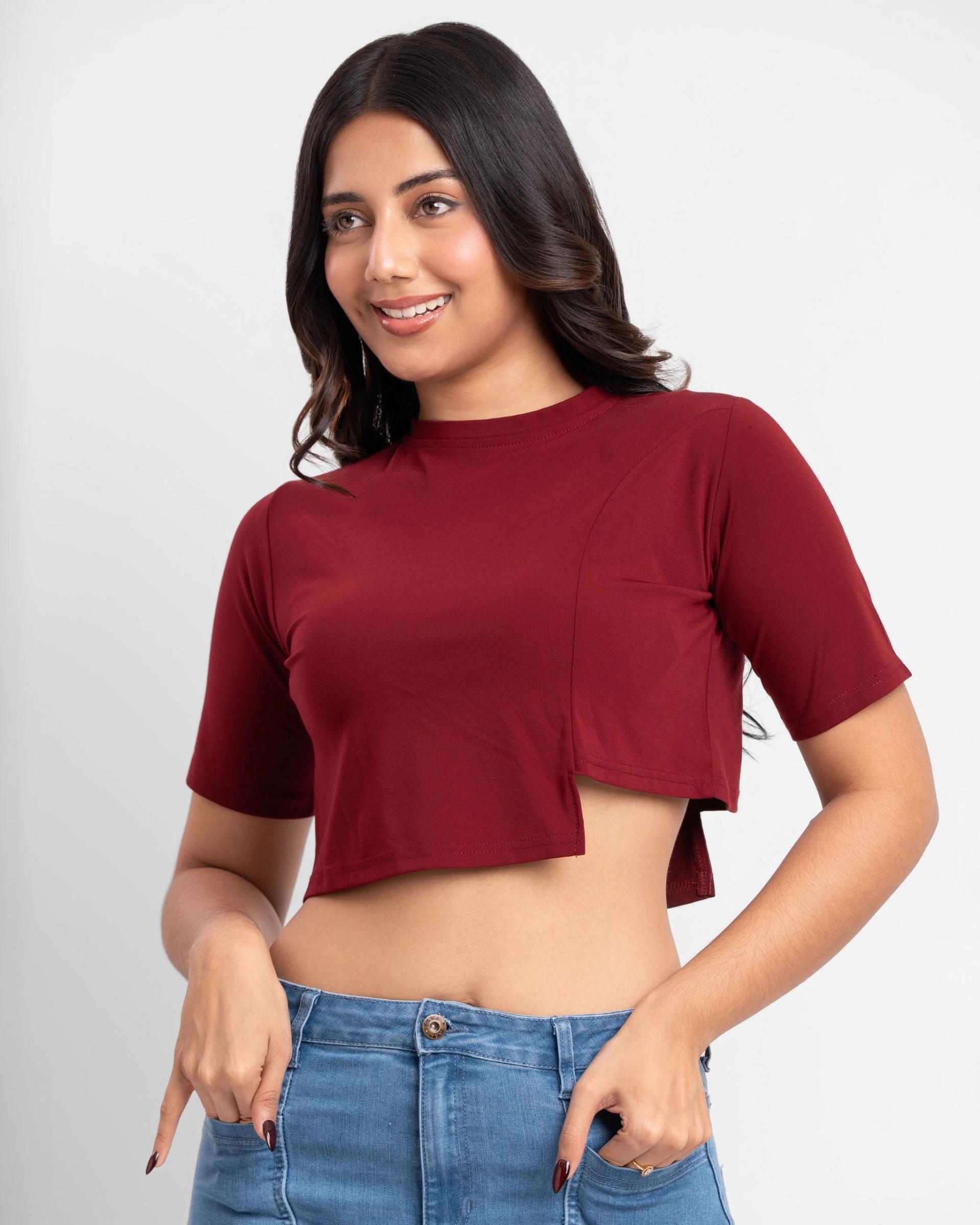 womens-maroon-solid-crop-top