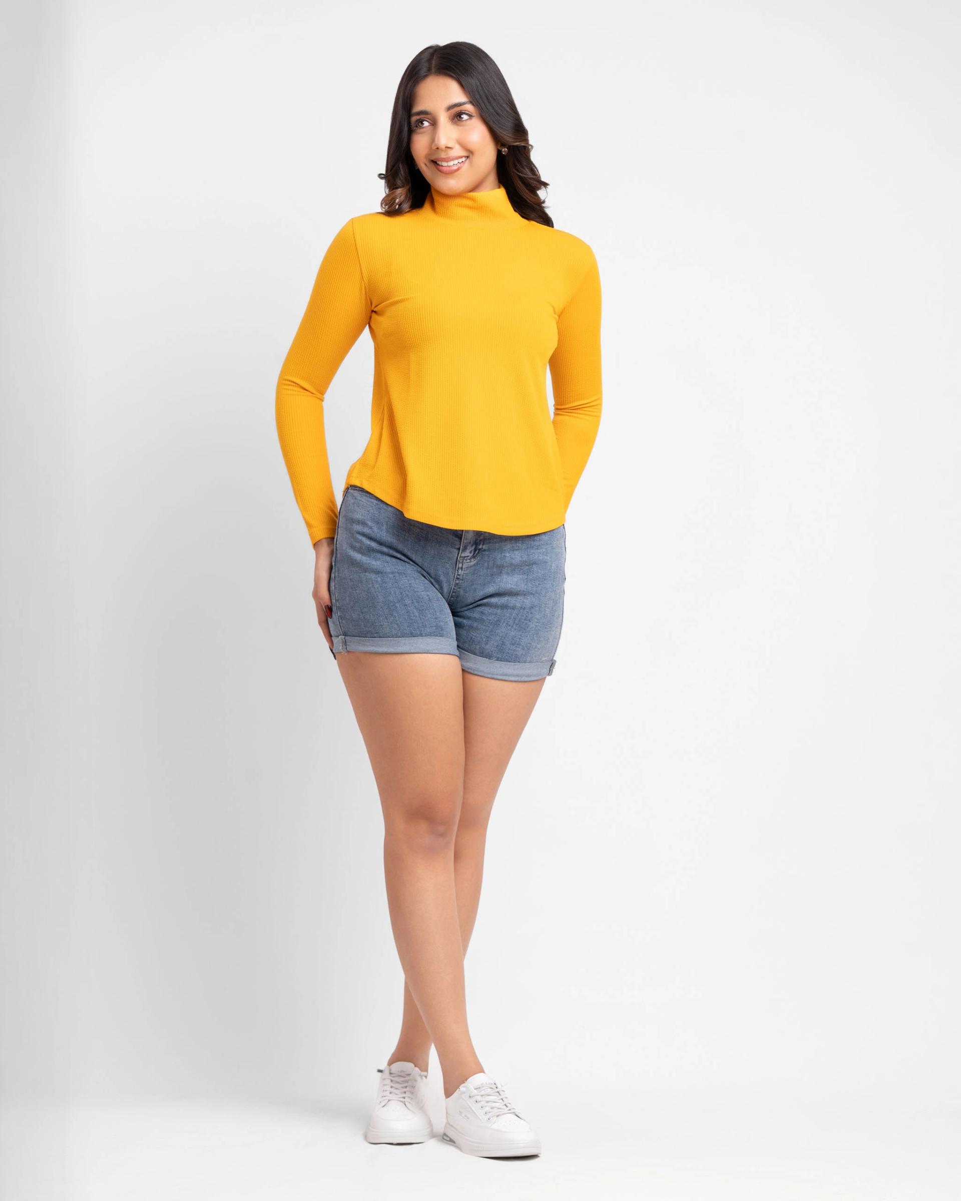womens-yellow-turtleneck-long-sleeve-tshirt