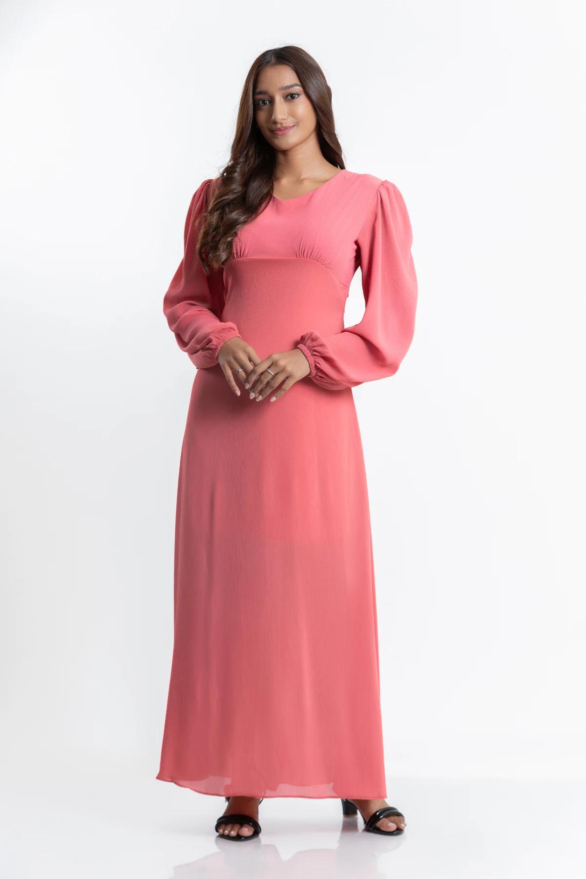 -women-solid-pink-v-neck-slimfit-maxi-dress