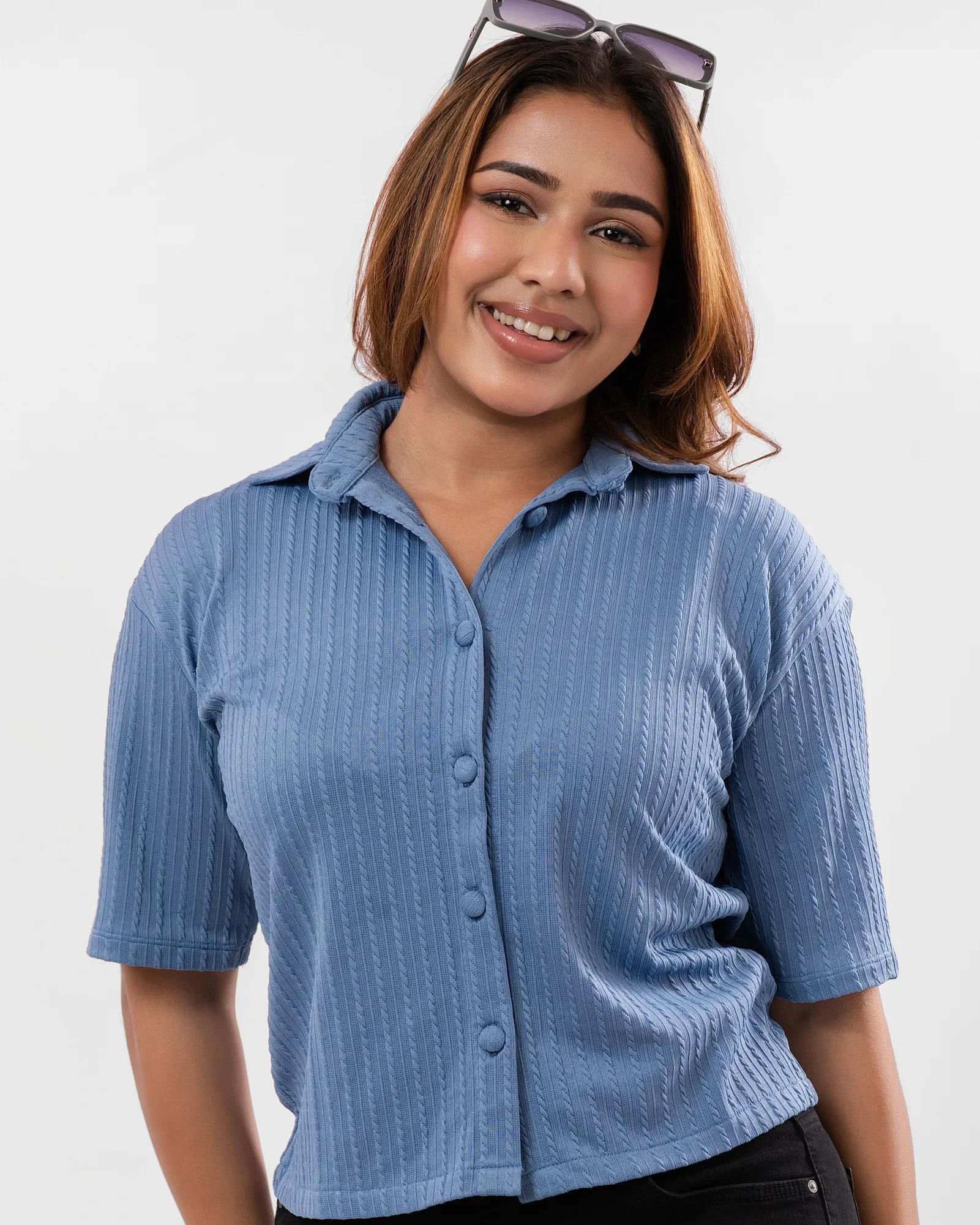 denim-blue-ribbed-polo-top