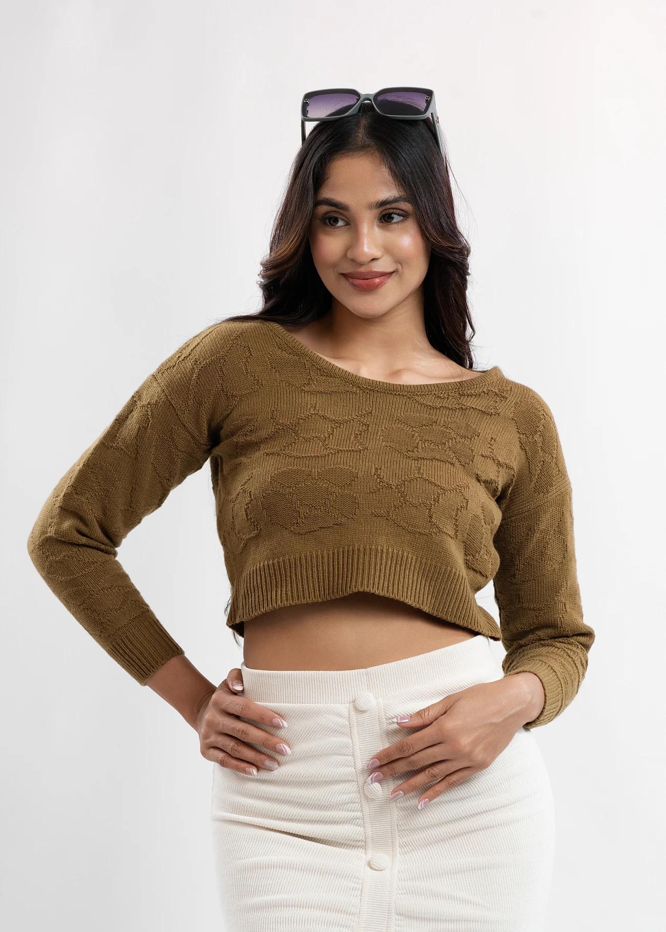 olive-textured-knit-cropped-top