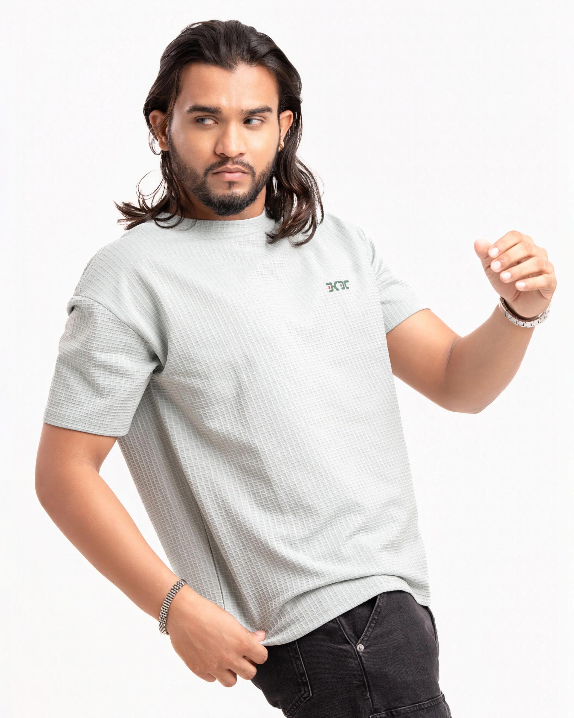 mens-light-green-waffle-knit-oversized-tshirt