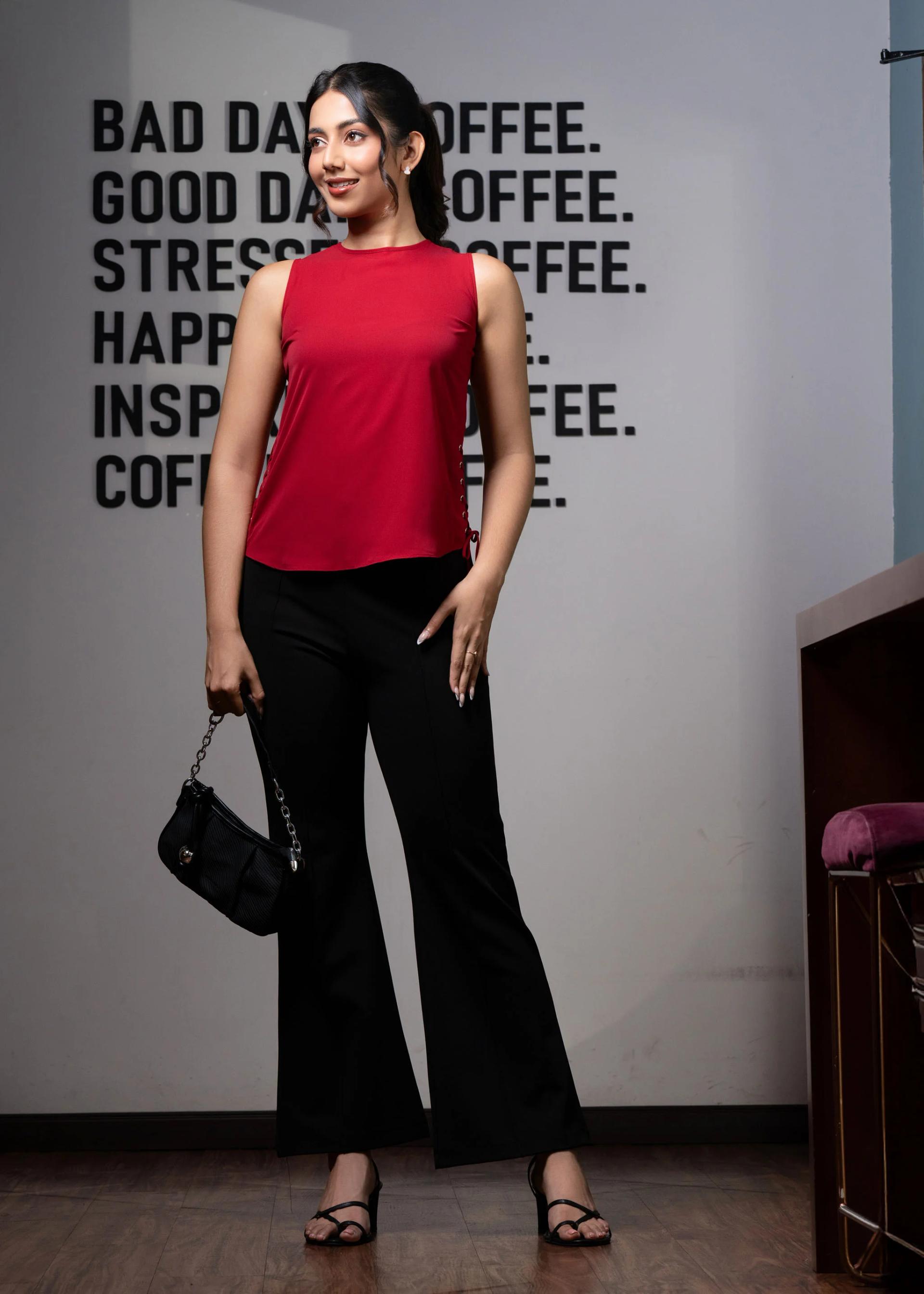 womens-casual-red-tank-top-with-adjustable-side-drawstrings