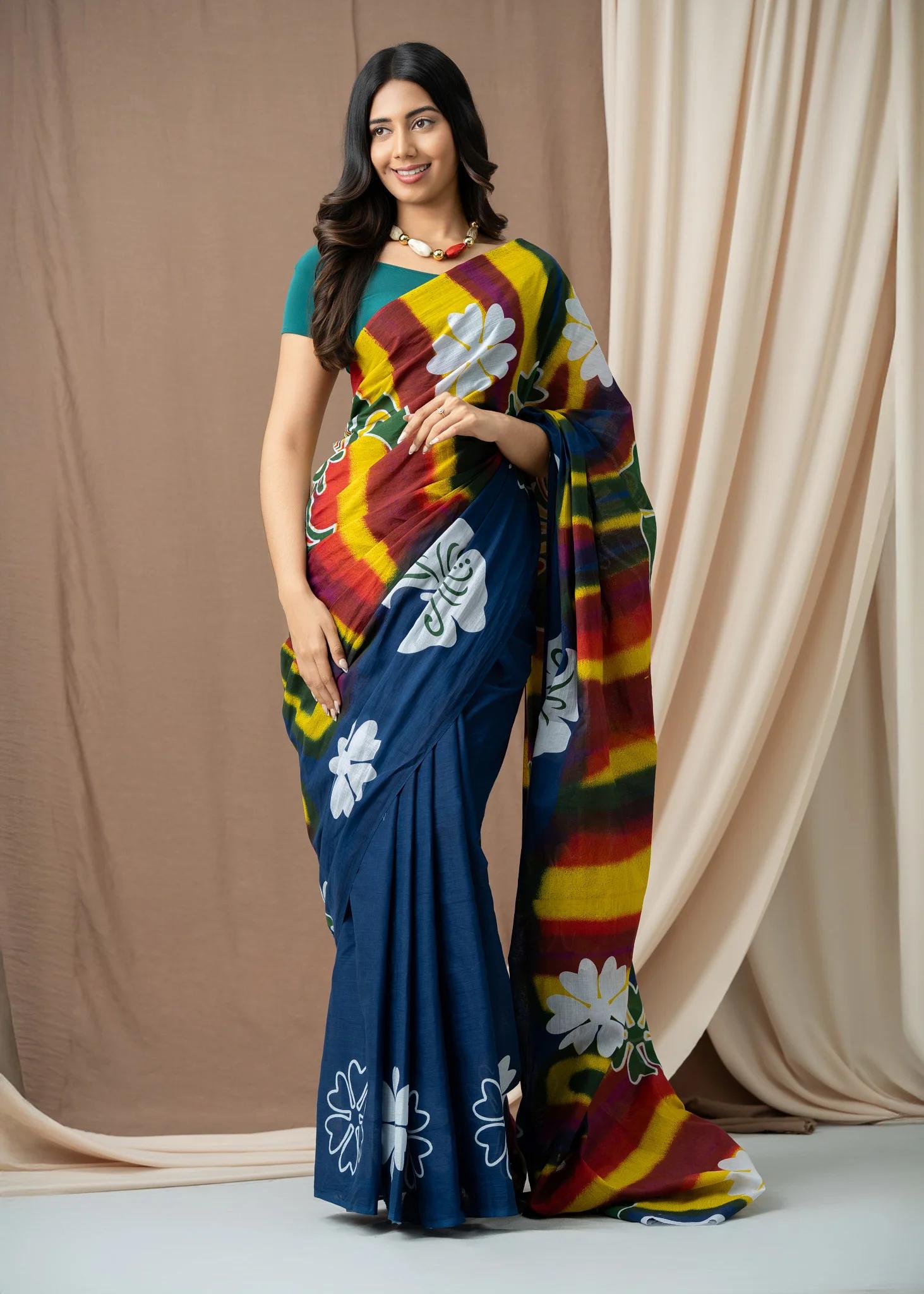 blue-and-yellow-cotton-shibori-print-saree