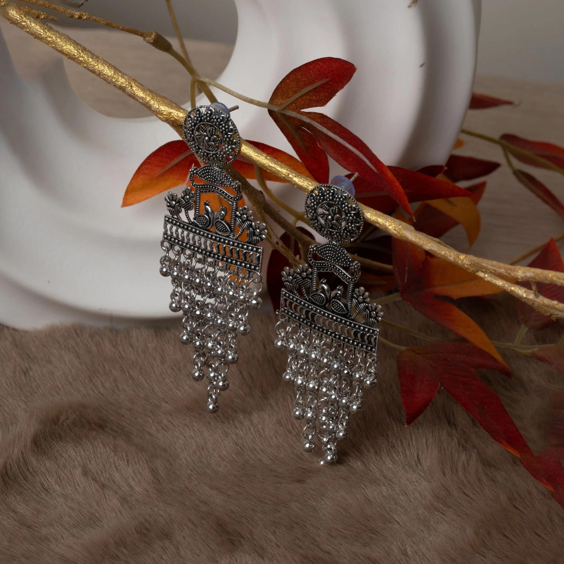 silver-peacock-ghungroo-drop-earrings