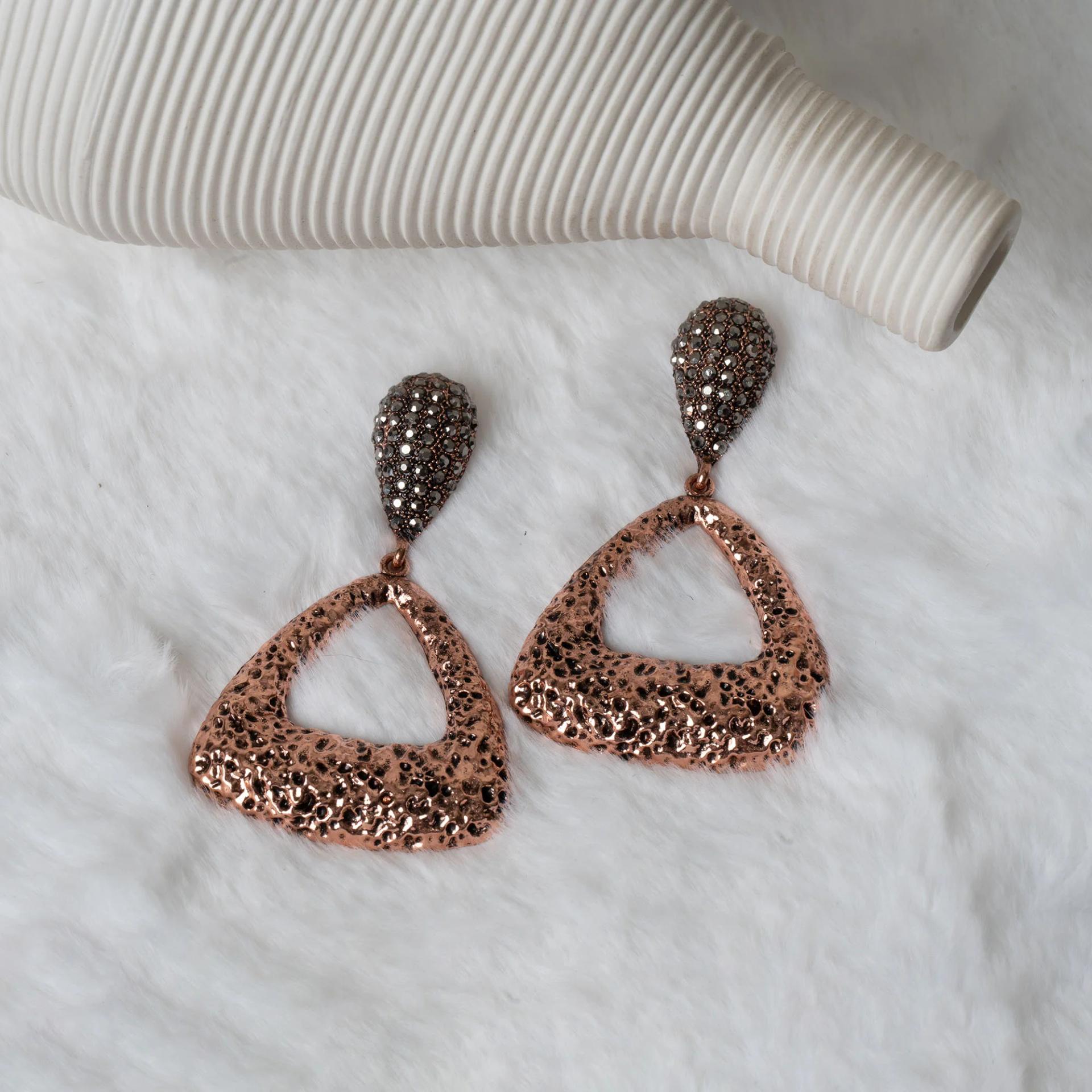 rose-gold-textured-triangle-drop-earrings