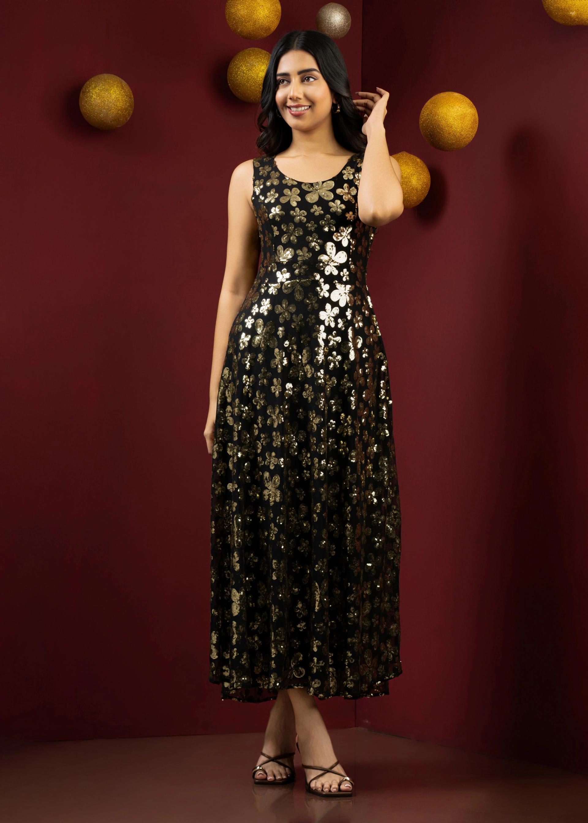gold-floral-print-maxi-halter-dress