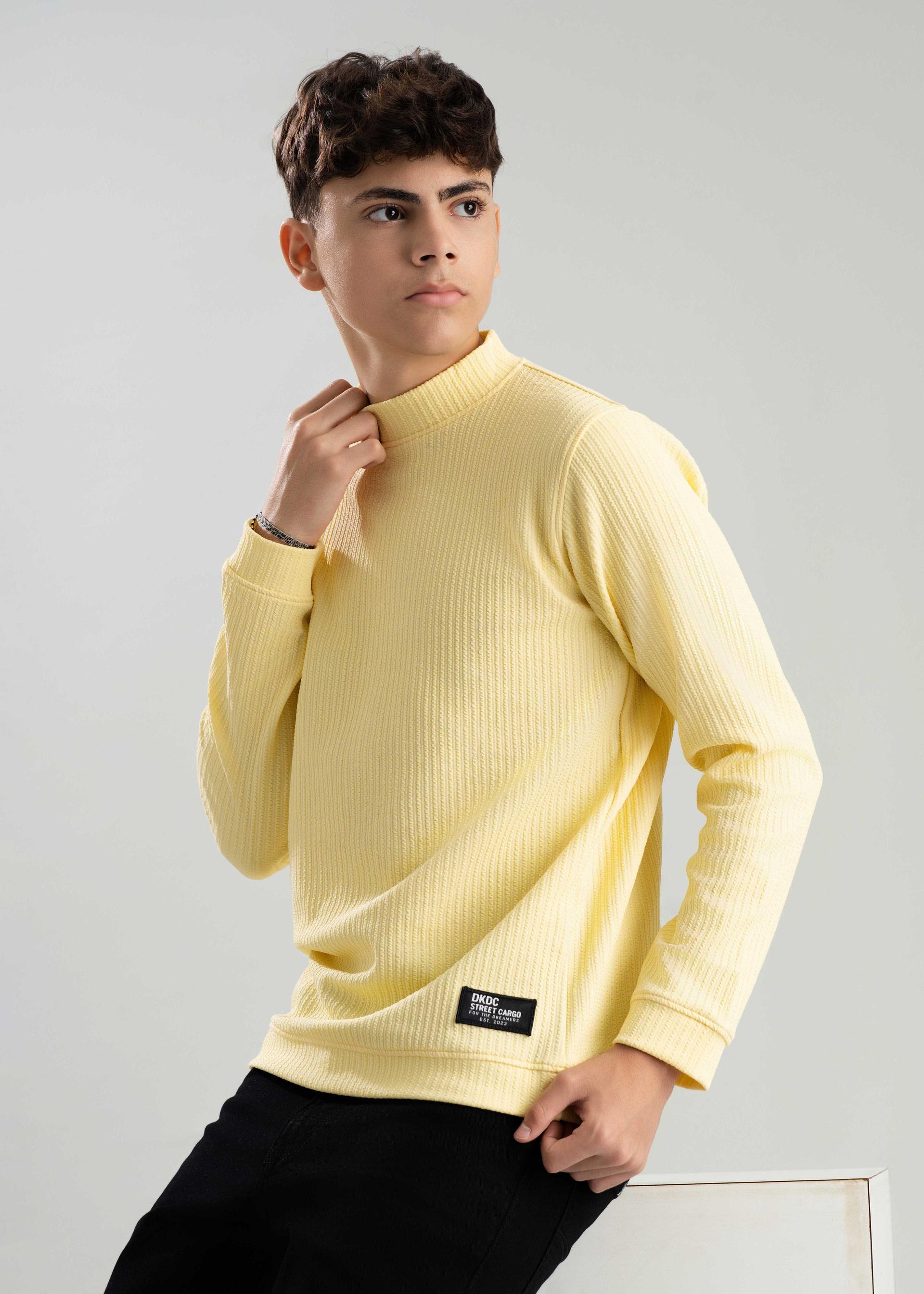mens-light-yellow-textured-mock-neck-long-sleeve-tshirt