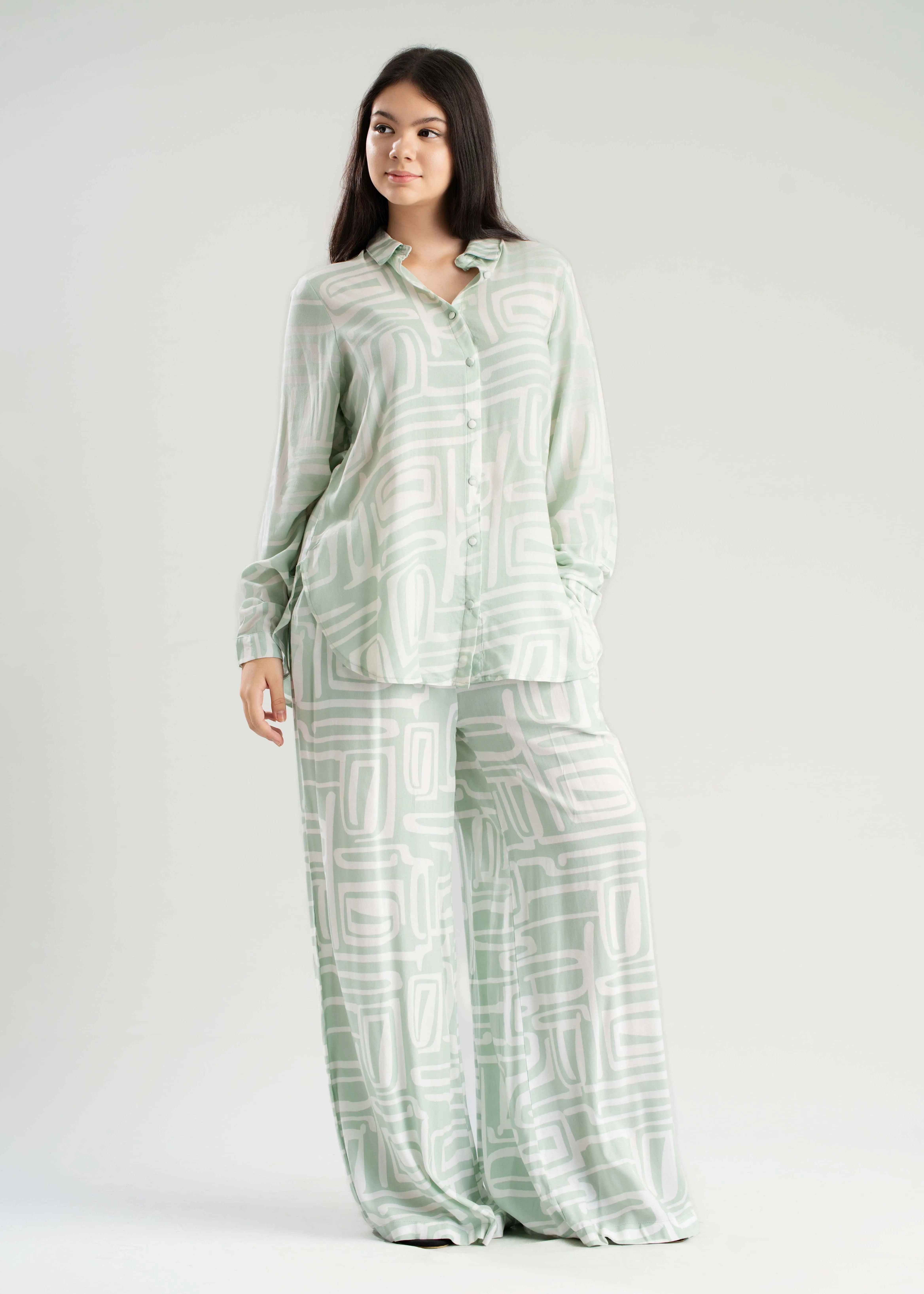 Women's Abstract Print Button-Up Blouse | Kandy Selection