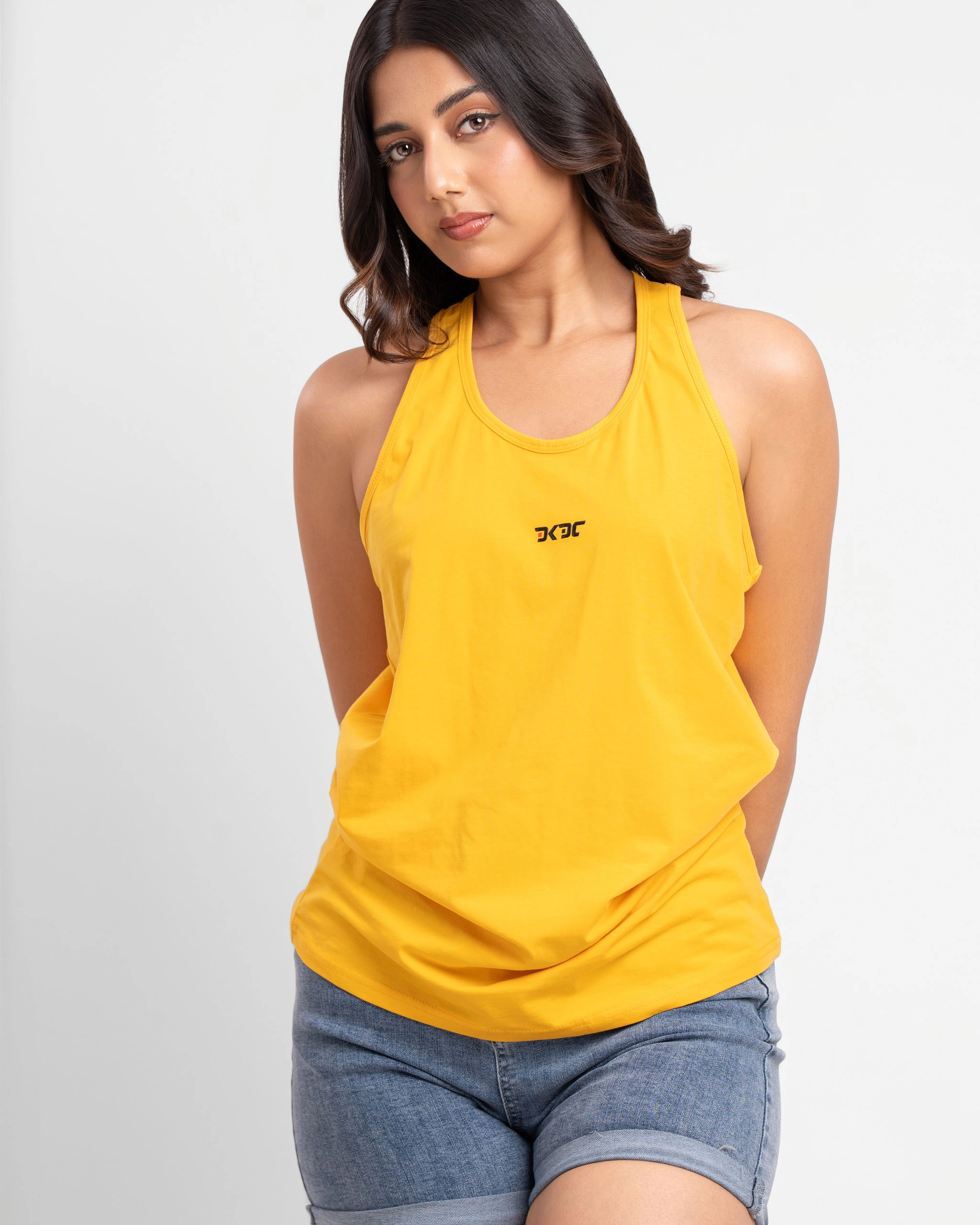DKDC Unisex Yellow Racer Back Tank Skinny | Kandy Selection